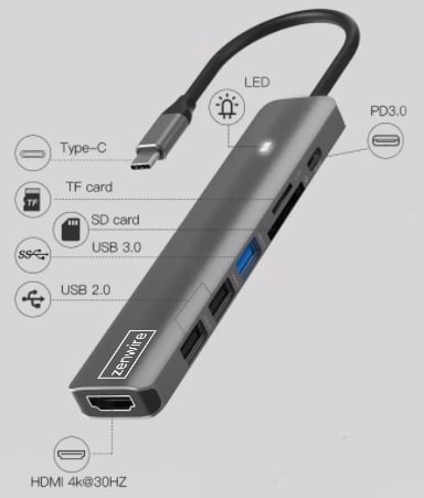 Zenwire BS-HC703 adapter USB-C 7w1
