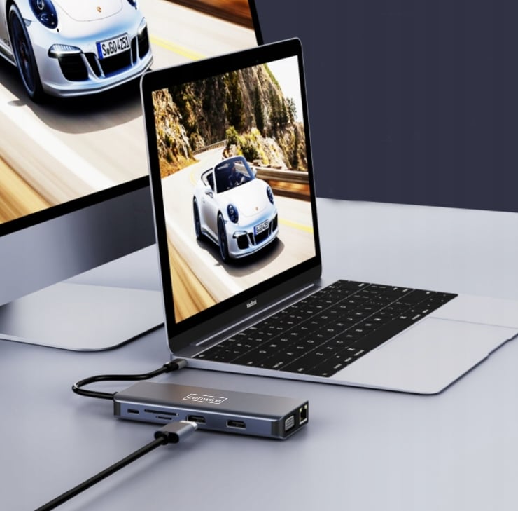 Zenwire BYL-2006 podłączony do laptopa i monitora