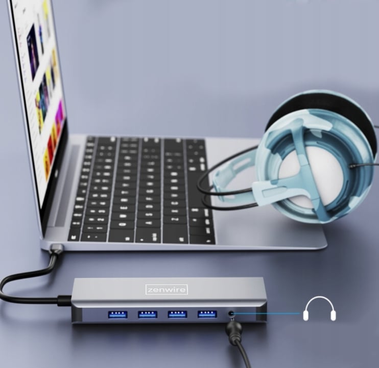 Cztery porty USB i Mini Jack Zenwire BYL-2006