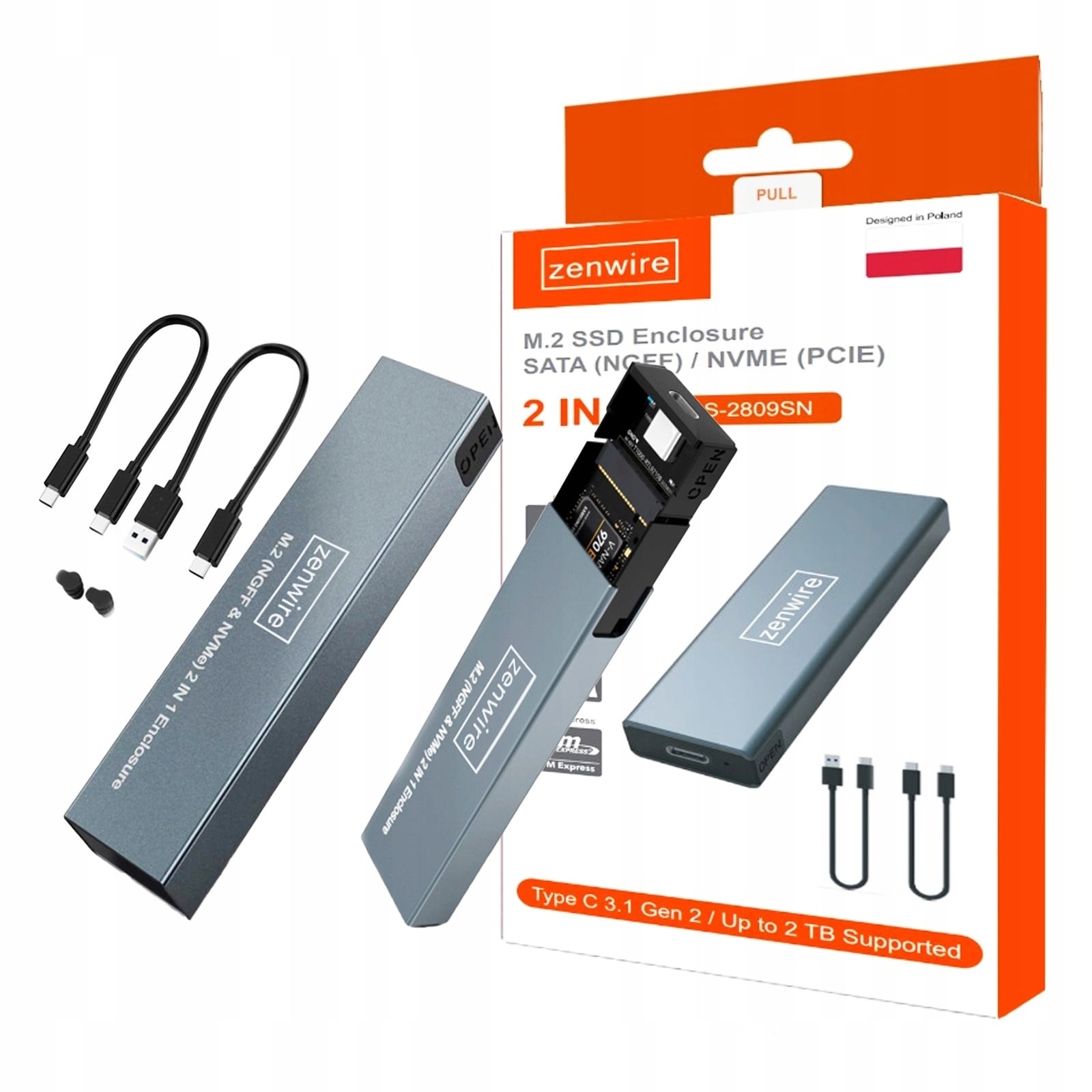 Obudowa SSD M.2 Zenwire BS-2809SN NVMe SATA USB-C