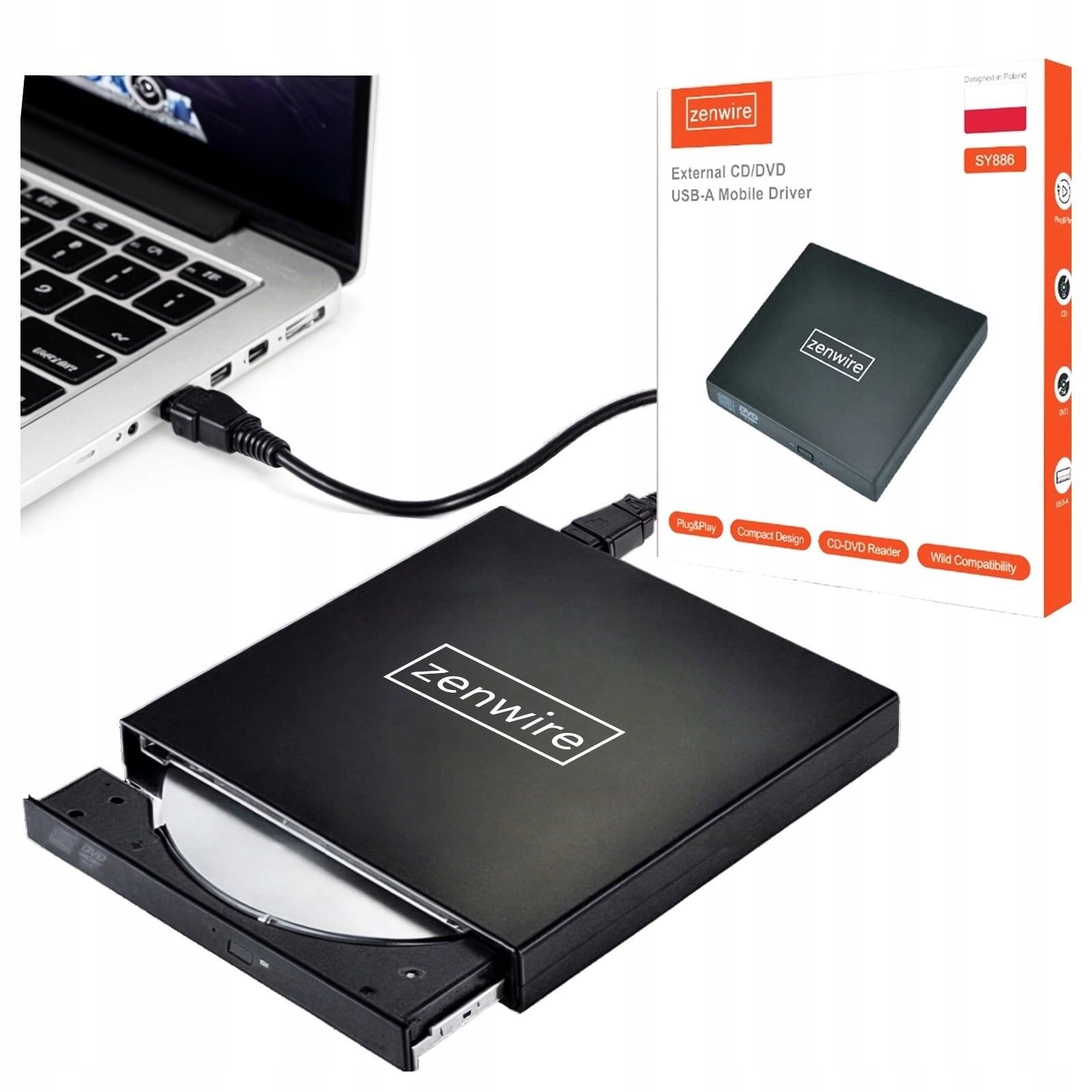 Zewnętrzny napęd CD DVD Zenwire SY886