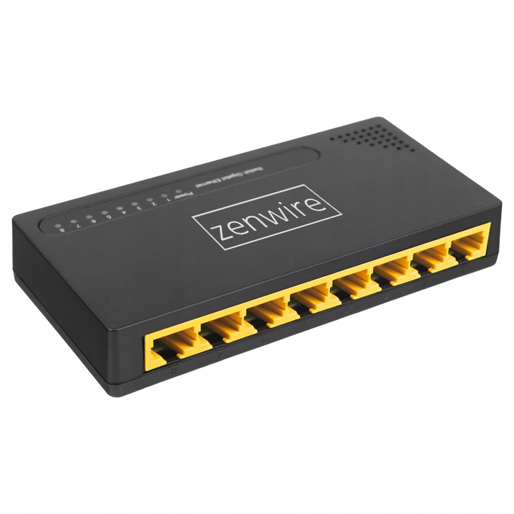 Osiem portów RJ45 switcha Zenwire SG1008