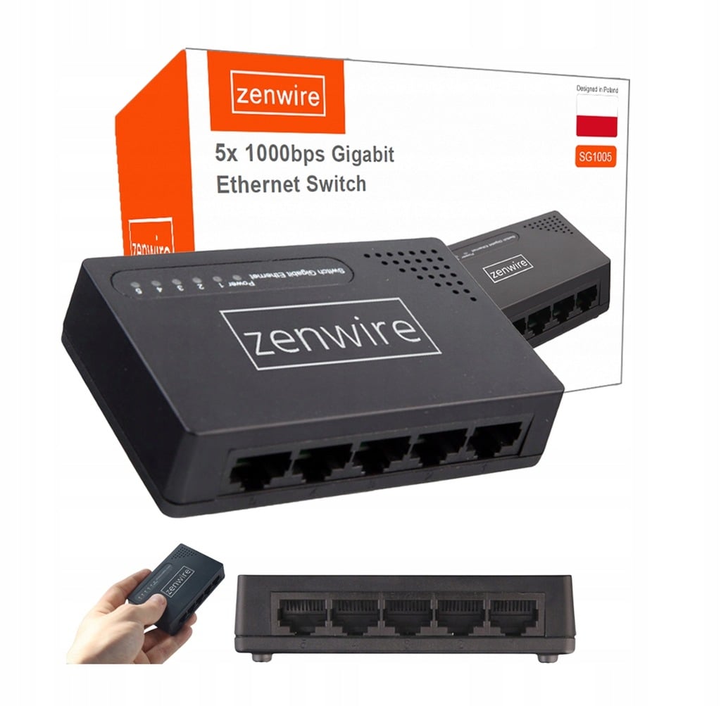 Switch Gigabit Ethernet Zenwire SG1005 5 portów wraz z opakowaniem