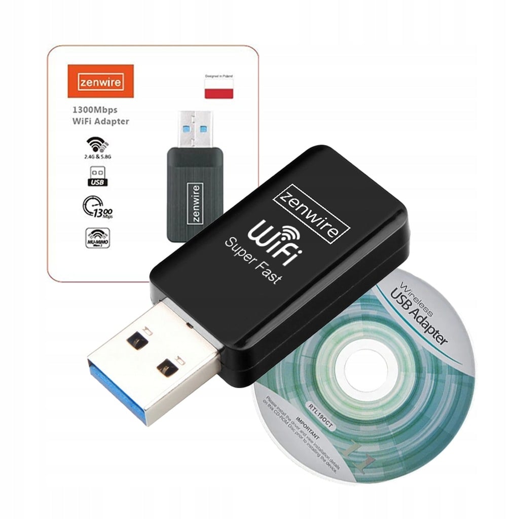 Adapter WiFi USB 3.0 Zenwire TOP-4608AC mini 1300 Mb/s