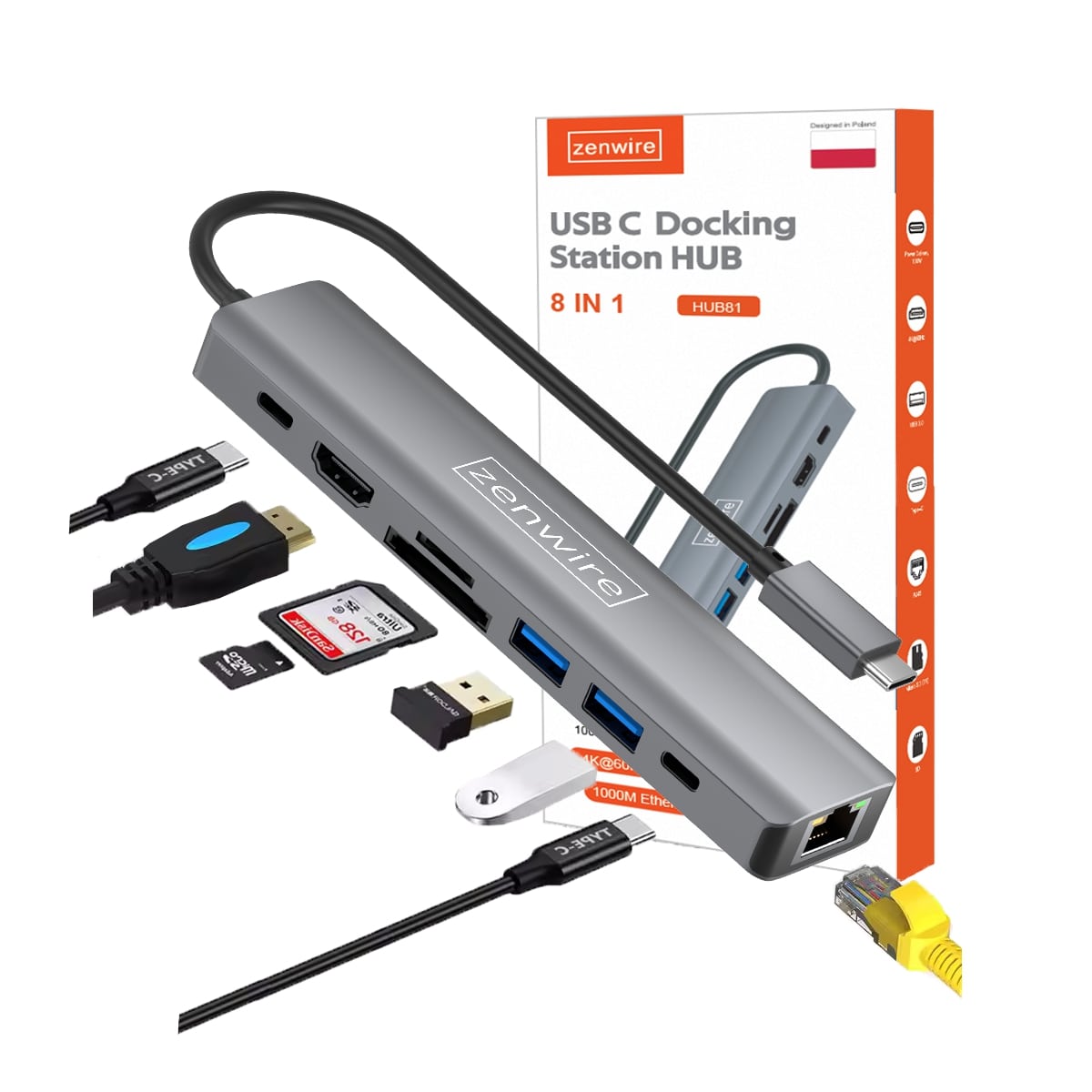 Hub USB-C Zenwire HUB81 8w1