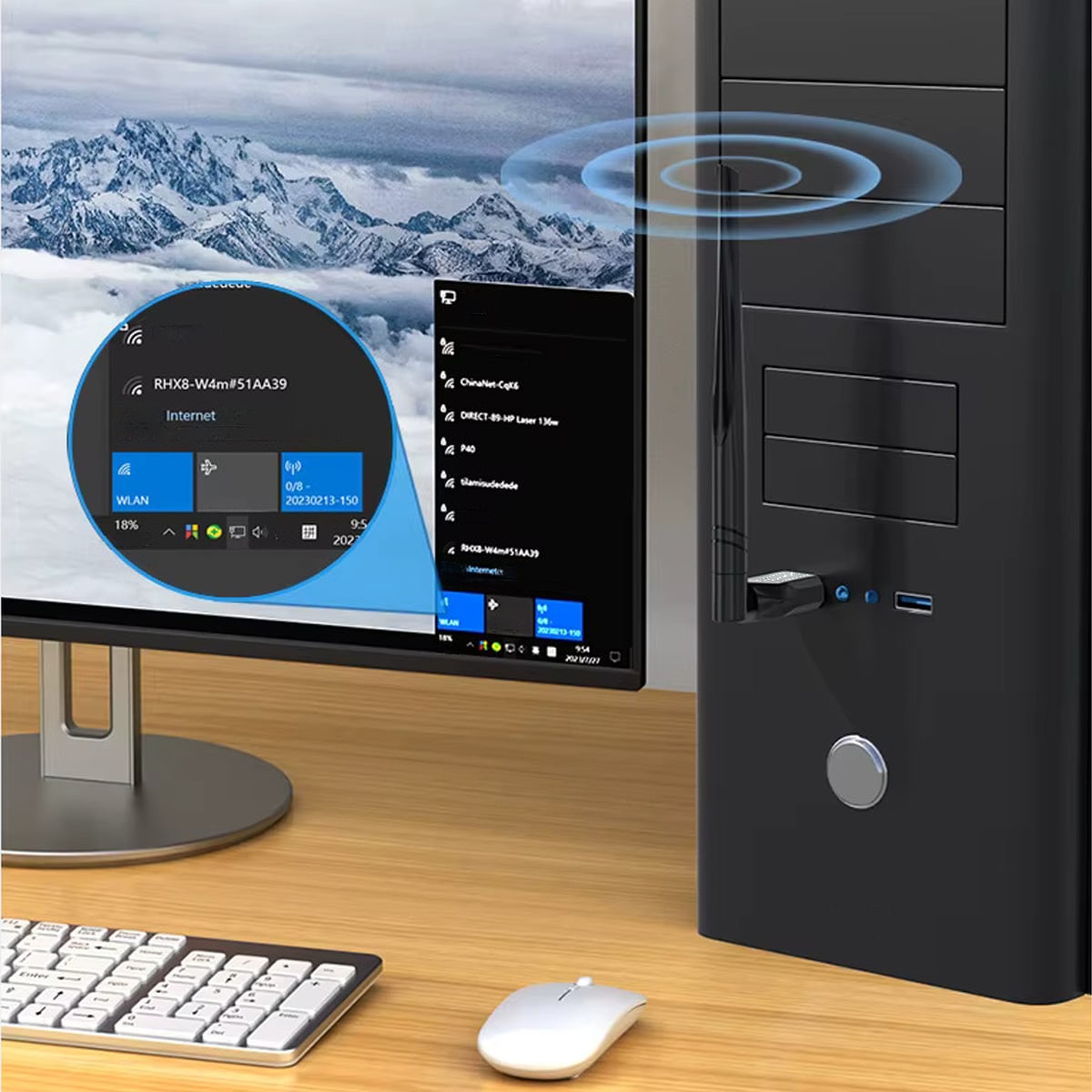 Adapter WiFi Zenwire WD-AX301 podłączony do komputera