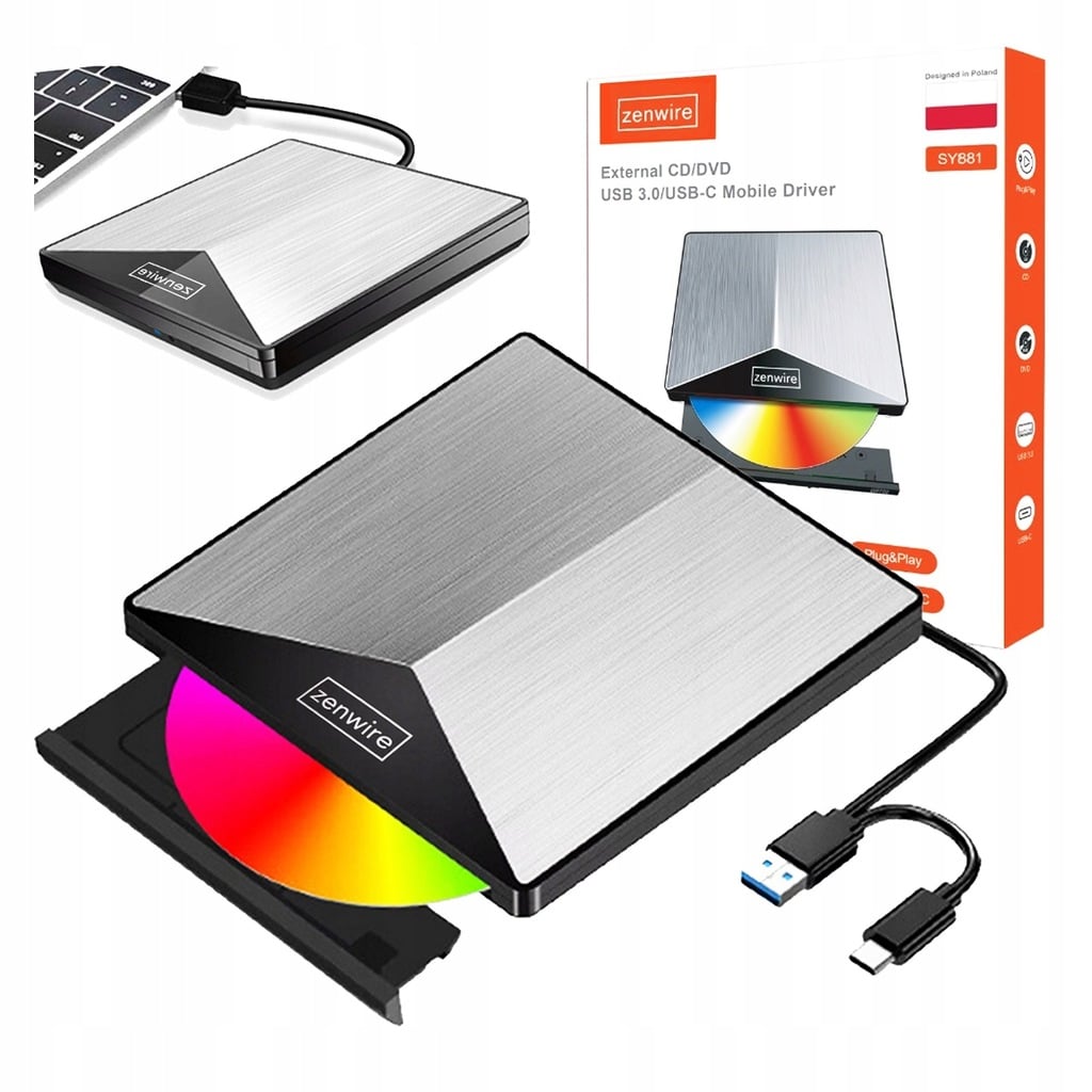 Zewnętrzny napęd CD DVD Zenwire SY881 USB-C USB 3.0