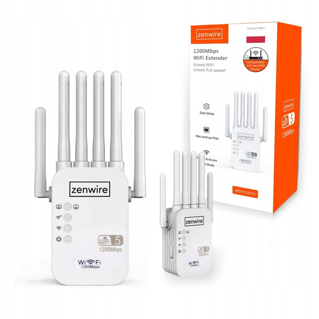 Wzmacniacz WiFi Zenwire WD-R1201U 1200 Mb/s z 6 antenami