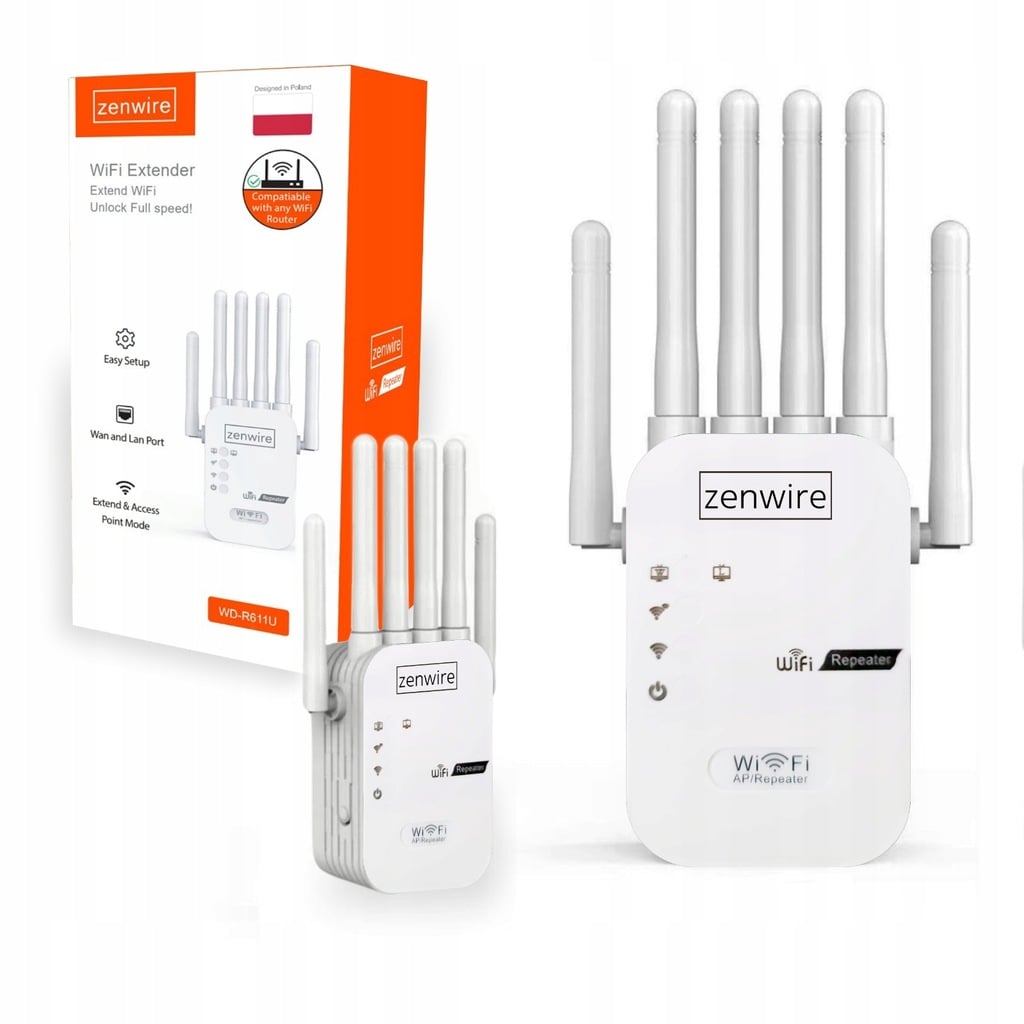 Wzmacniacz sygnału WiFi Zenwire WD-R611U 300 Mb/s z 6 antenami