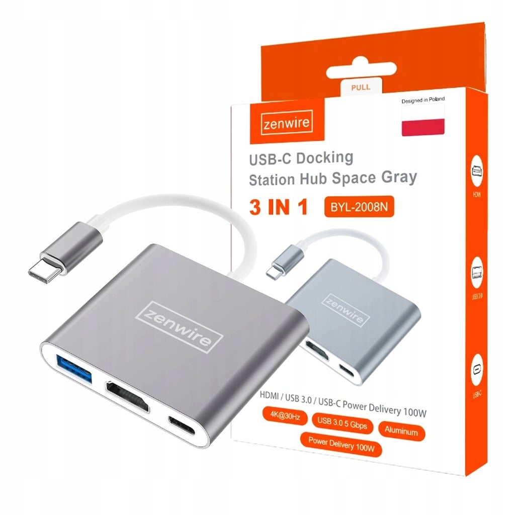 Adapter USB-C Zenwire BYL-2008N 3w1