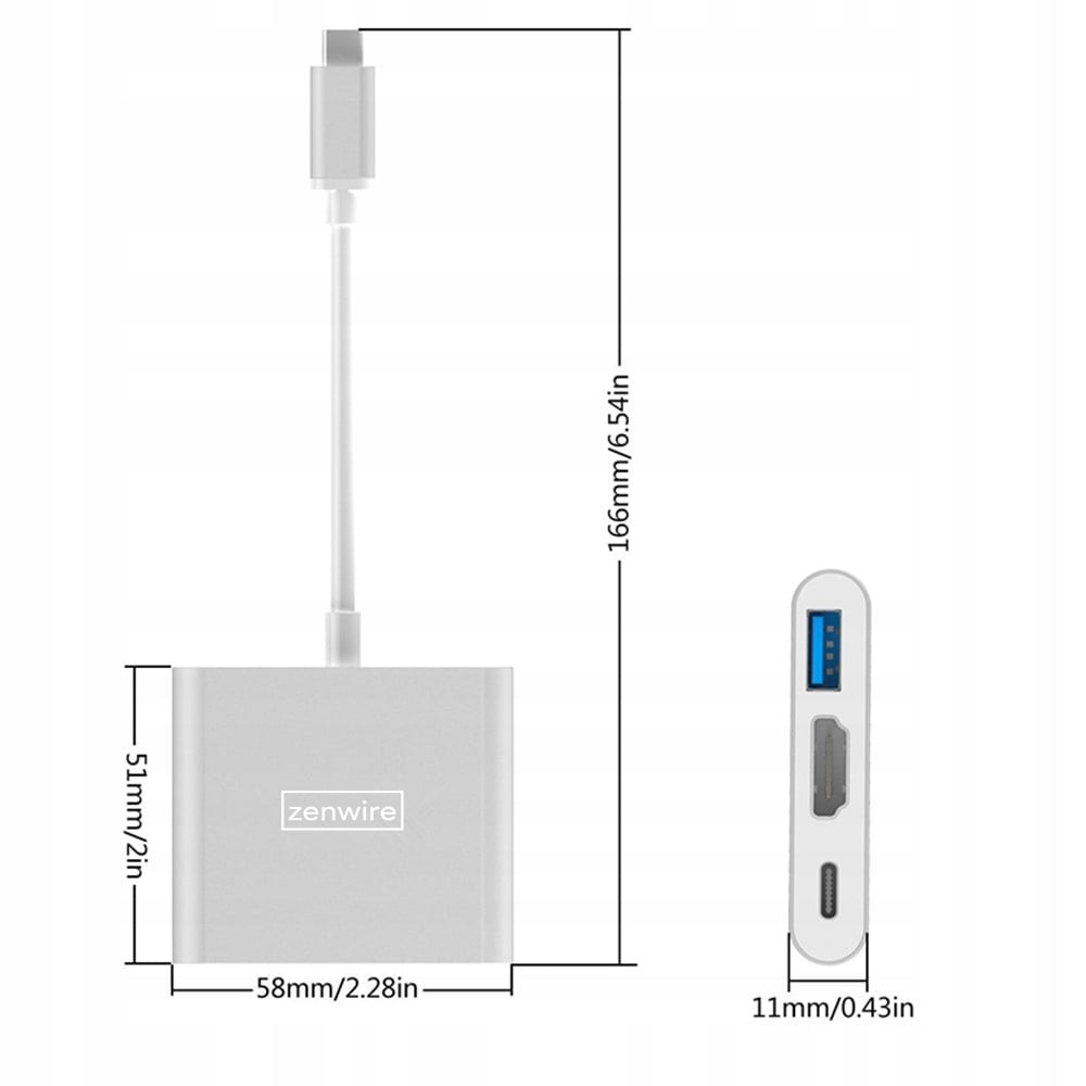Wymiary adaptera Zenwire BYL-2008N