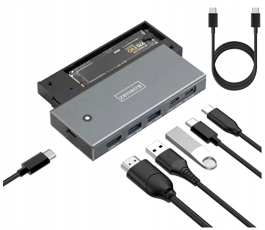 Zenwire MC501 HUB USB-C 7w1 z obudową SSD M.2