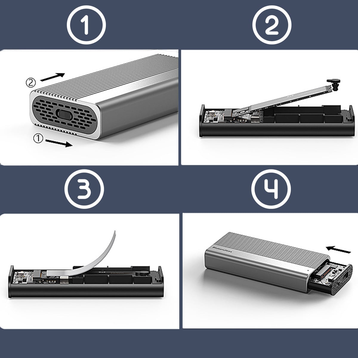 Beznarzędziowy montaż dysku SSD w Zenwire M280U4C