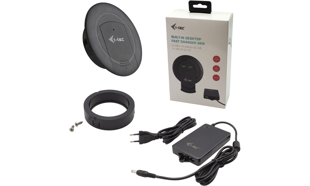 Zasilacz do laptopa i-tec Built-in Desktop USB-C PD 3.0, 3x USB, 96W CHARGER96WD