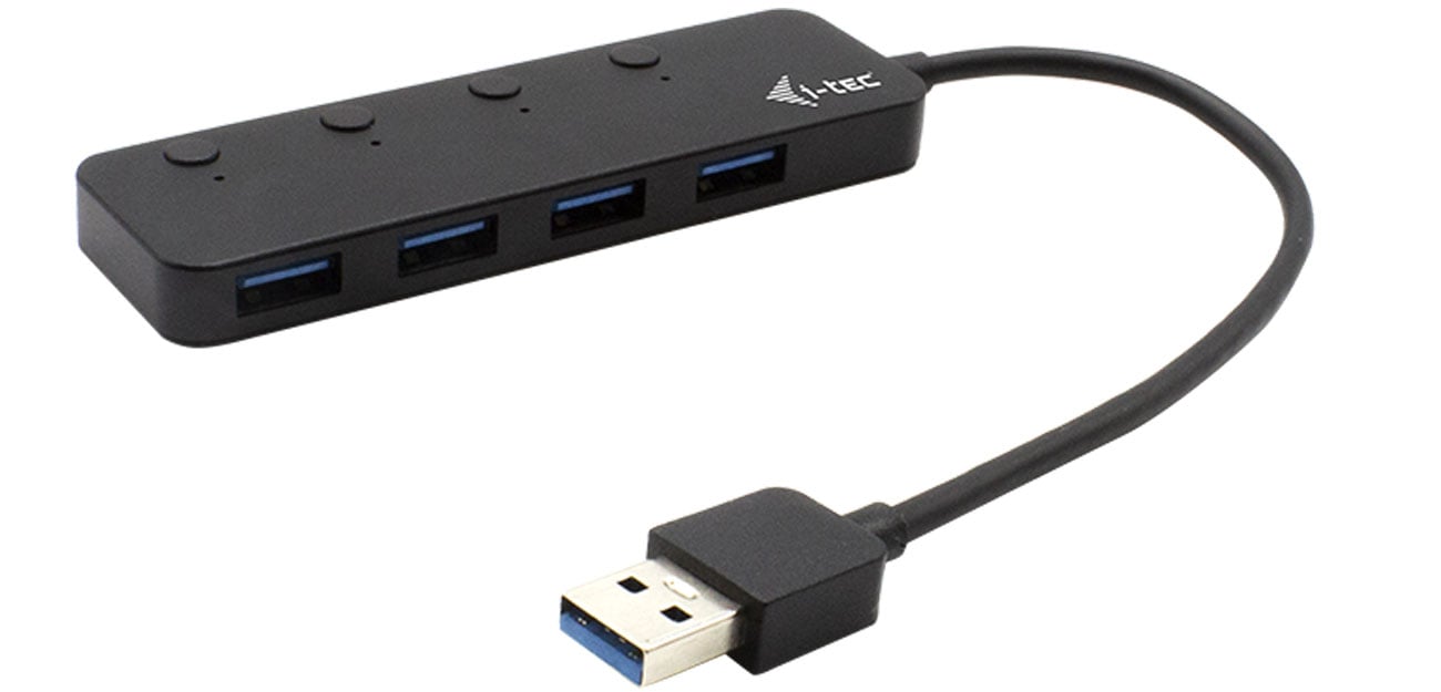 Hub i-tec USB 3.0 Metal HUB 4 Port widok na porty