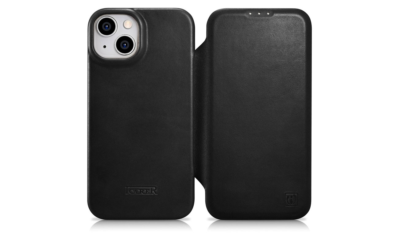 iCarer Premium Leather Folio Case für iPhone 14 Plus