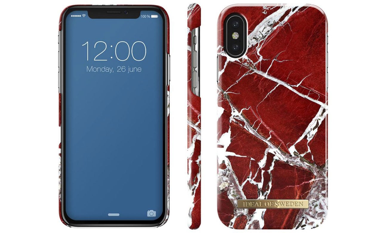 Etui iDeal Fashion Case do iPhone X Scarlet Red Marble 7340168700835