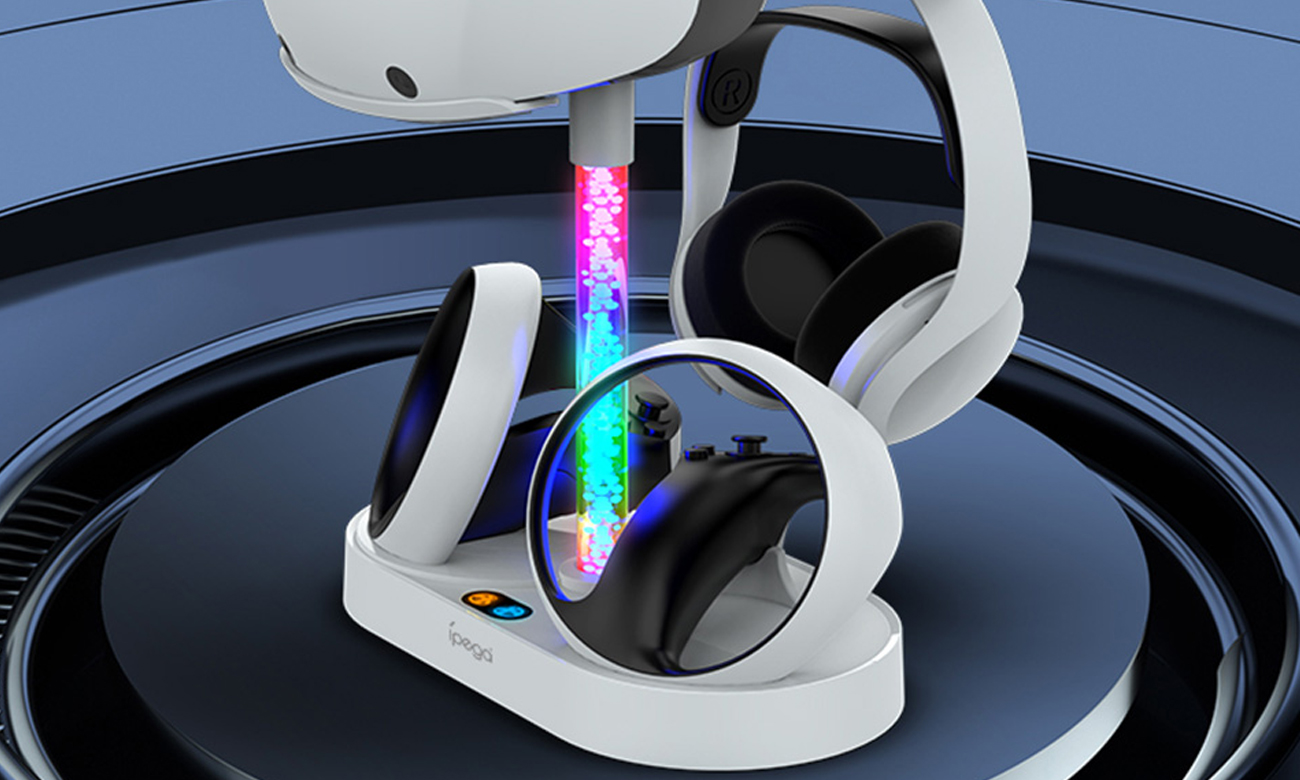 Podwójna stacja dokująca iPega PG-P5V001PS VR2 do kontrolerów PS VR2 - Podświetlenie RGB
