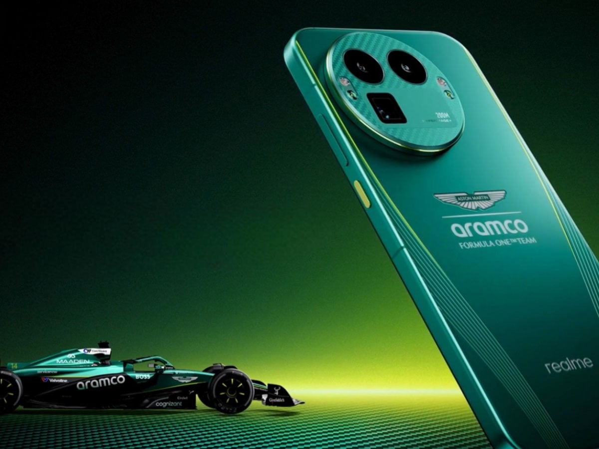 Smartfon realme GT 8 Pro Dream Edition samochód F1 oraz plecki telefonu