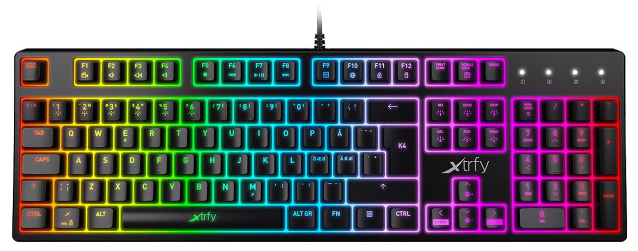 Klawiatura mechaniczna Xtrfy K4 RGB Czarna - Widok od przodu