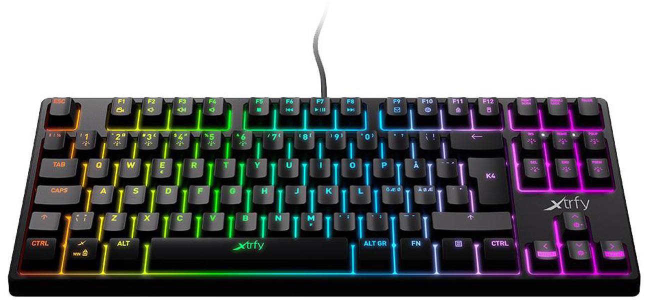 Klawiatura mechaniczna Xtrfy K4 TKL RGB Czarna - Widok od przodu pod kątem