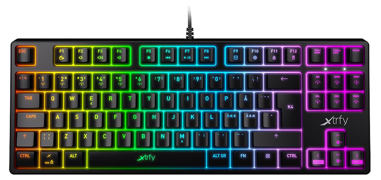 Klawiatura mechaniczna Xtrfy K4 TKL RGB Czarna - Widok od przodu