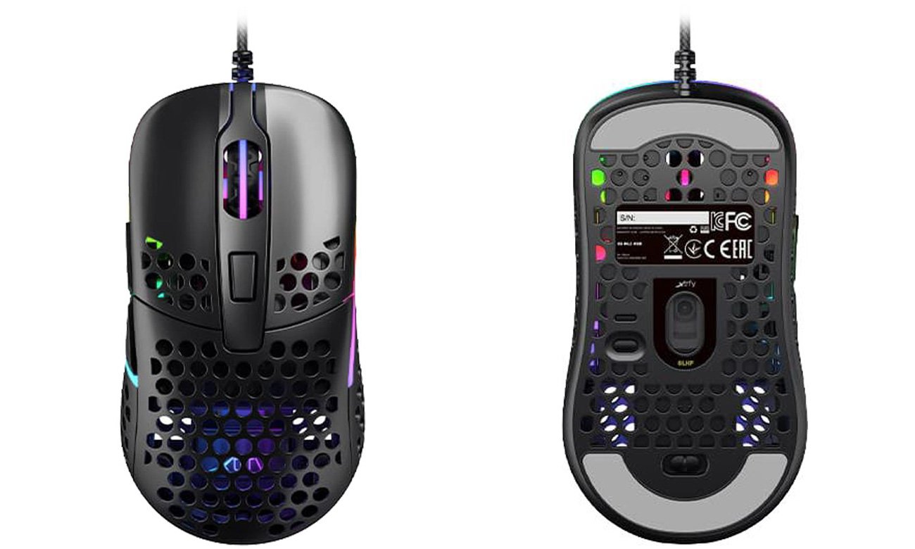 Mysz przewodowa Xtrfy M42 Black - Widok od góry i od dołu